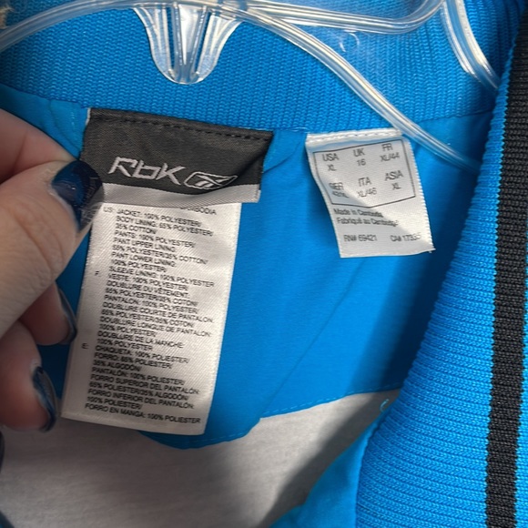 Retro Reebok Men's Full Zip Windbreaker Jacket White Blue Sz XL! - Picture 5 of 6